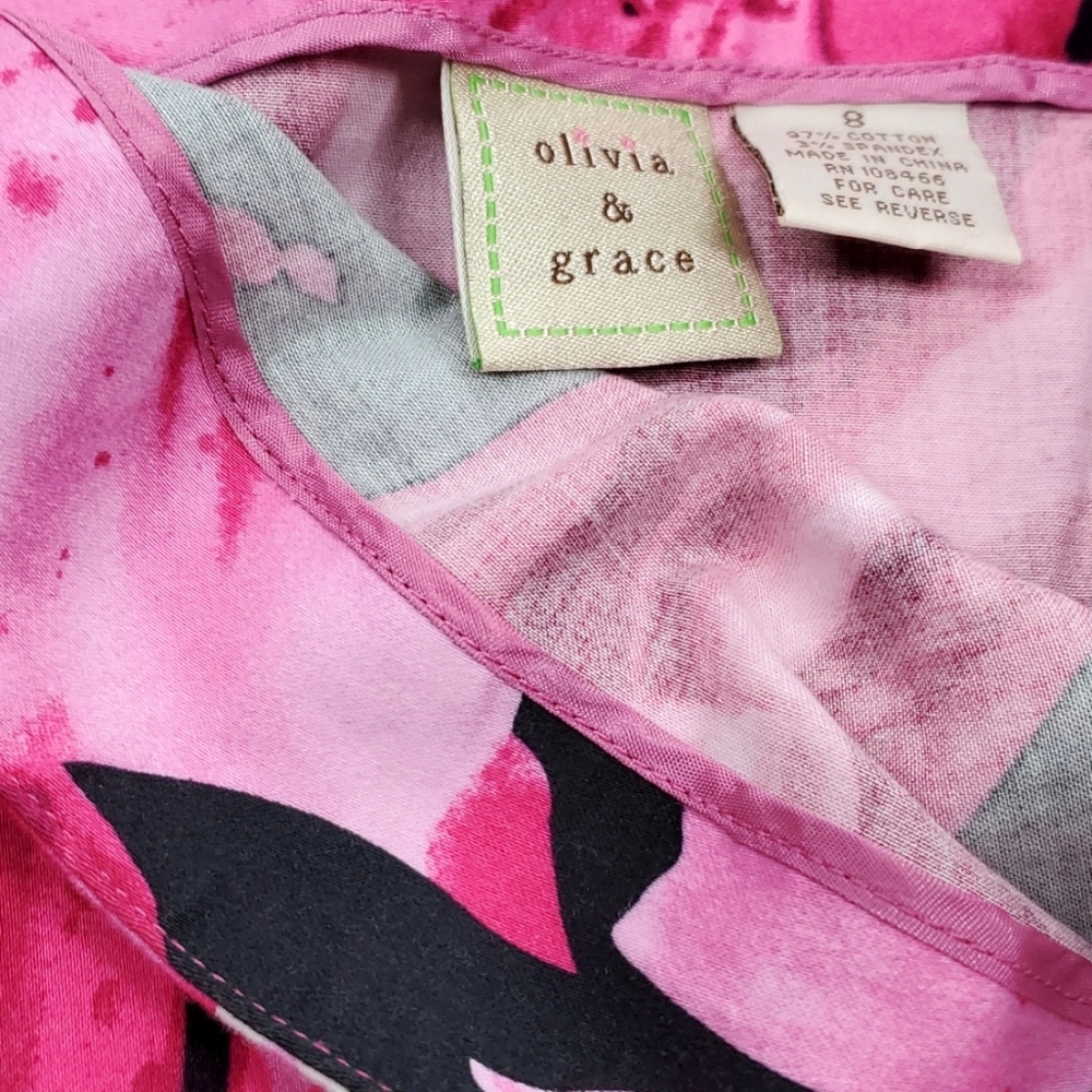 Olivia & Grace Pink Lily Zebra Print Mini Skirt Floral Animal Print Size 8 NWOT - Picture 12 of 13